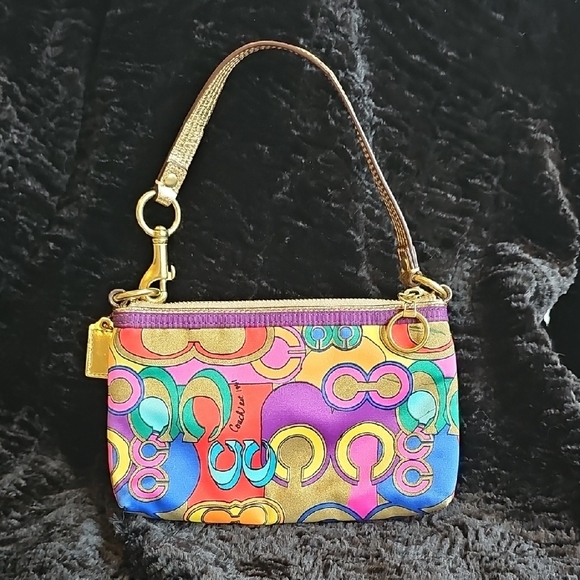 Coach Poppy Purple and Red Clutch with Gold Accents - Picture 5 of 9